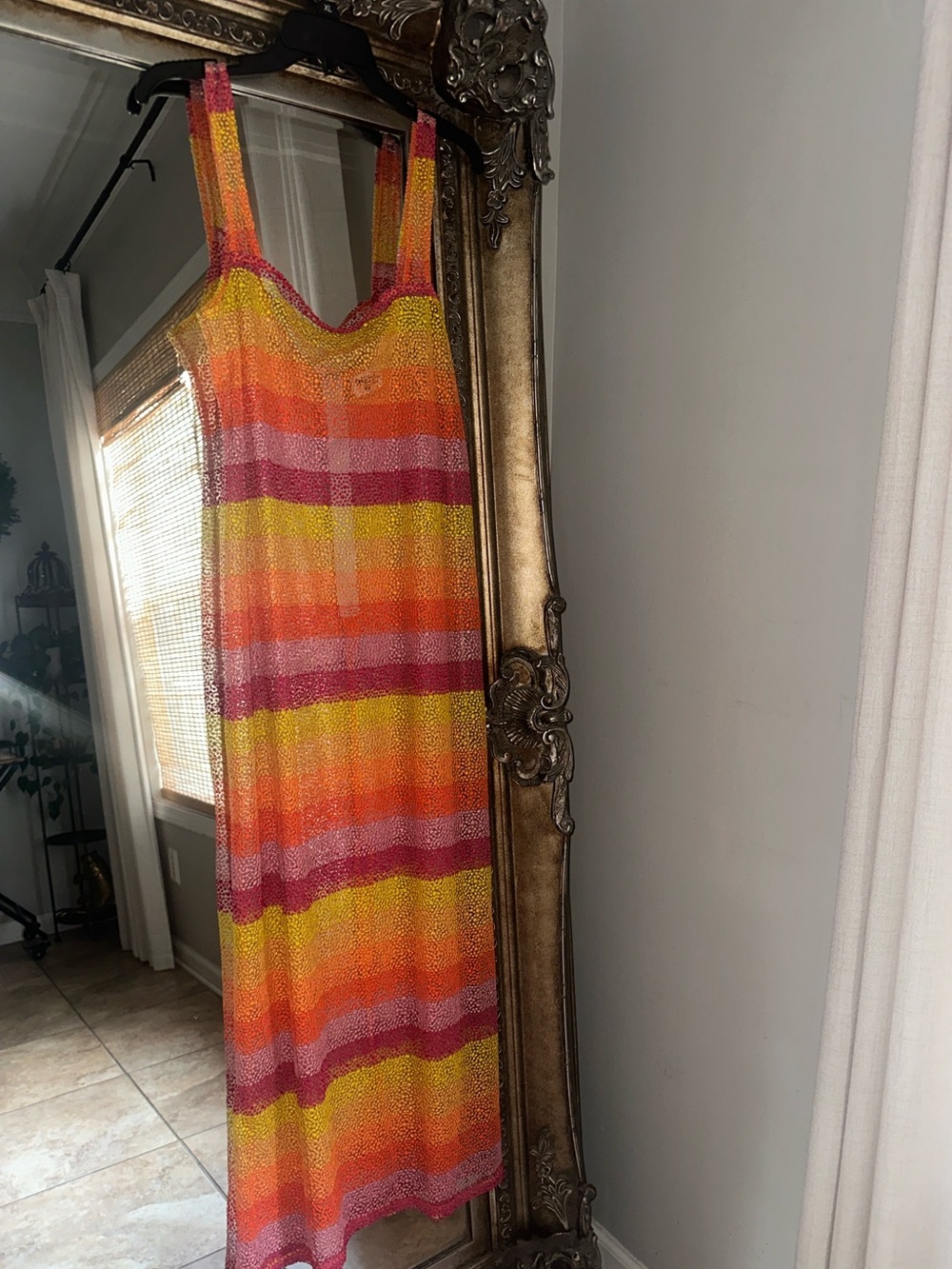 Wore once! EUC Harlowe Sunset Sheer Striped Maxi Dress - Size Large
